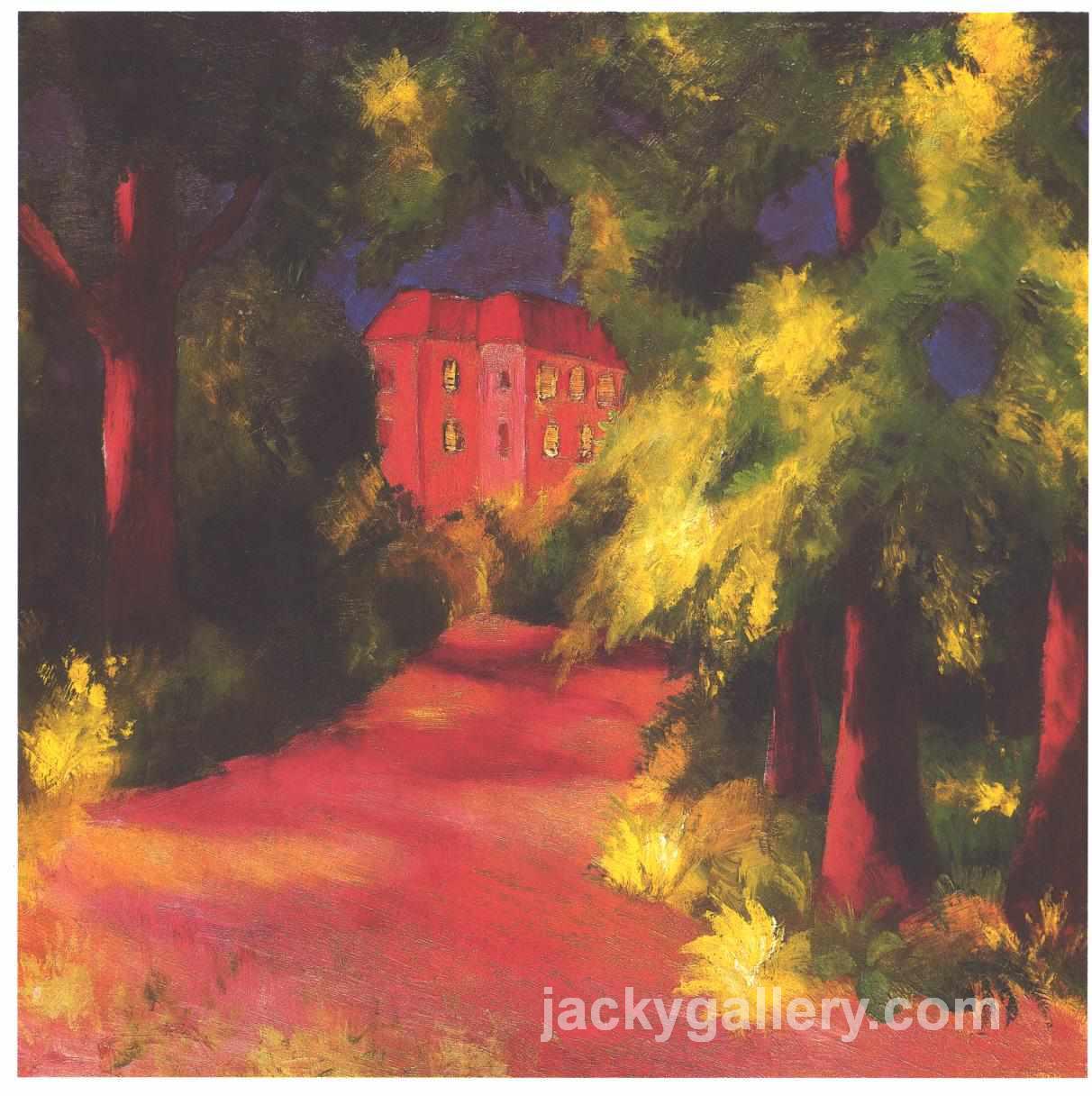 Red house in park, August Macke painting